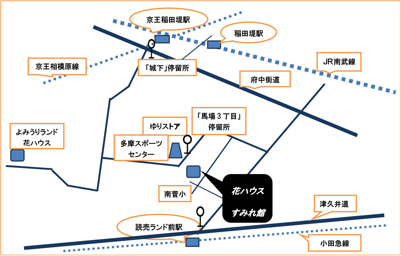 花ハウスすみれ館の地図イラストです